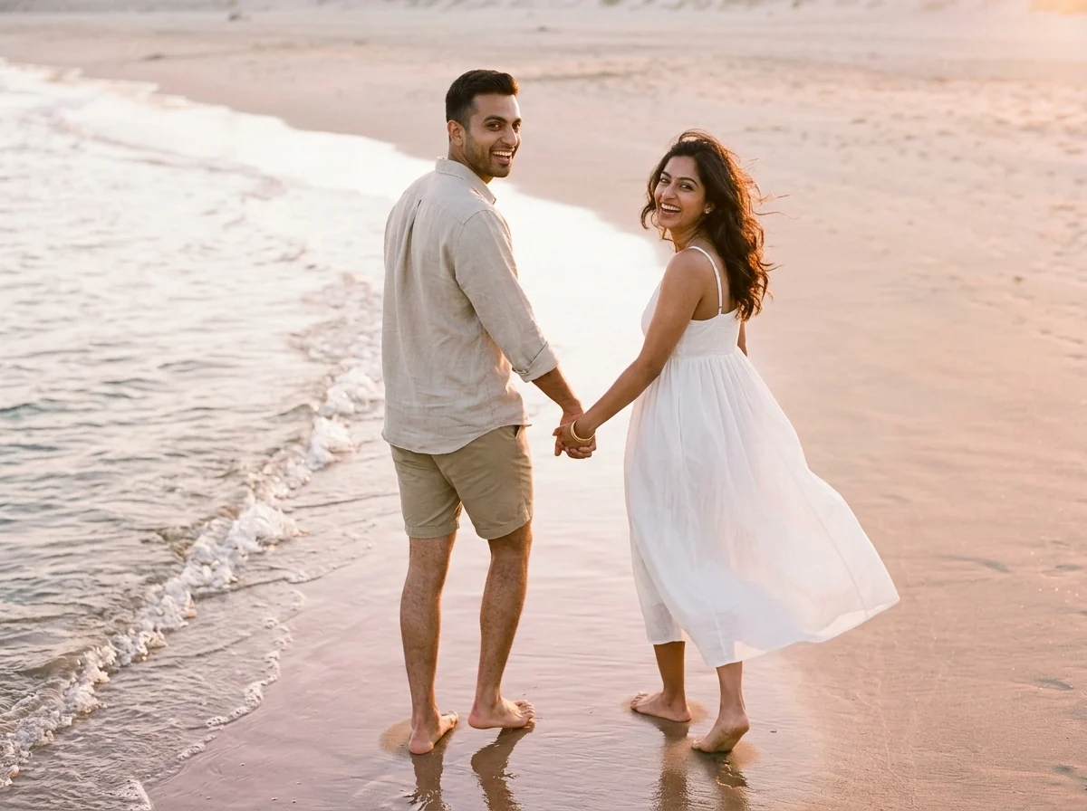 Golden Sunset Beach Walk